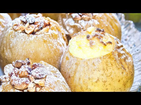 Яблоки, запеченные в духовке, 2 вкусных рецепта - с творогом &amp; с орехами и изюмом!