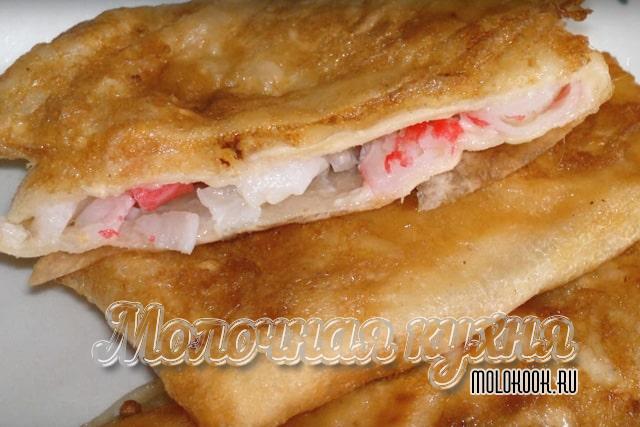 Лавашные конвертики, жареные на сковороде