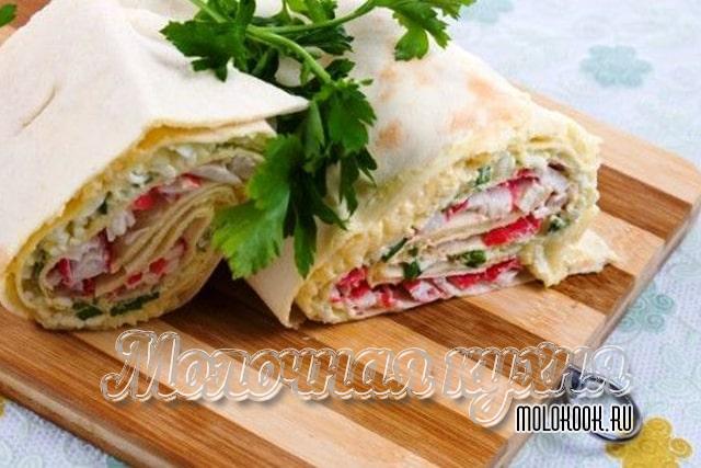 Лаваш с постным салатом
