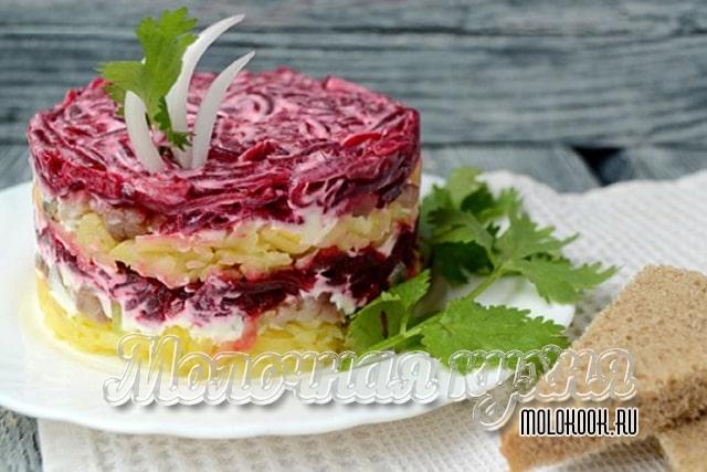 Шуба без морковки и майонеза, со сметаной
