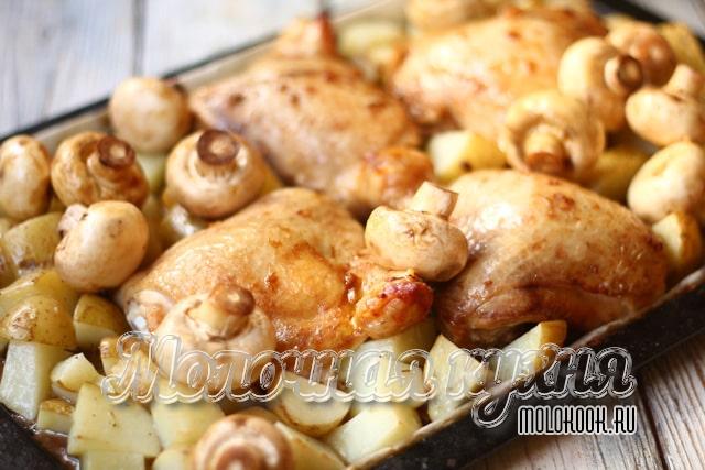 Шампиньоны разложены