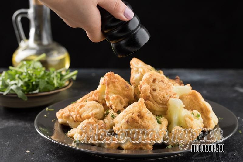 Рецепт жаренной цветной капусты в кляре