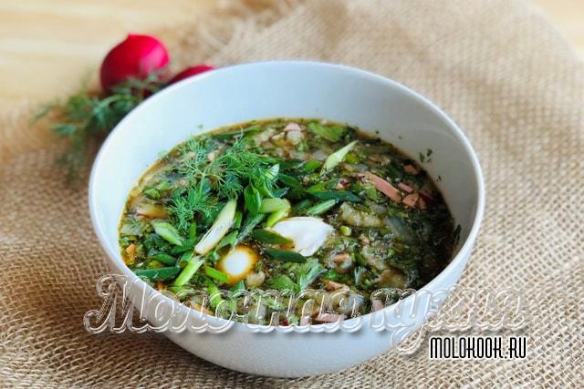 Вариант с темным квасом и куриным мясом