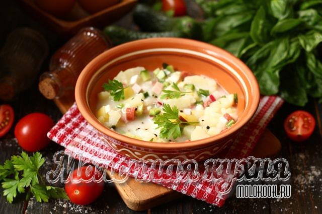 Рецепт с колбасой, редиской, огурцами
