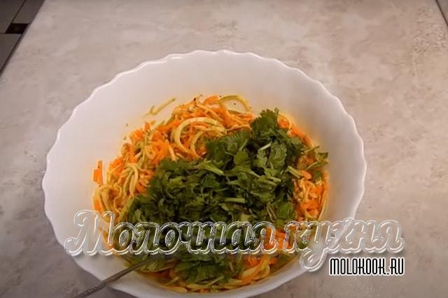 Зелень порублена и добавлена в блюдо