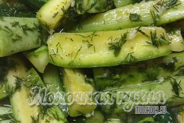 Рецепт хе из кабачков и огурцов