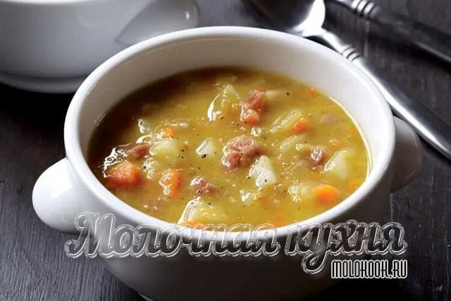 Горохово-чечевичный суп с колбасой