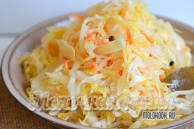 Рецепт капусты, маринованной с чесноком, капустой, маслом, уксусом