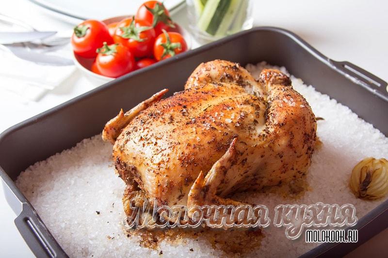 Рецепт запеченной курицы на поваренной соли