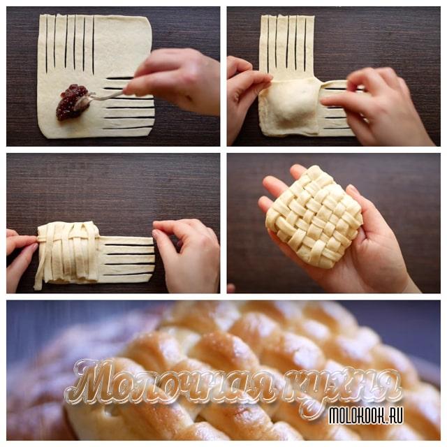 Плетеные булочки с начинкой из повидла