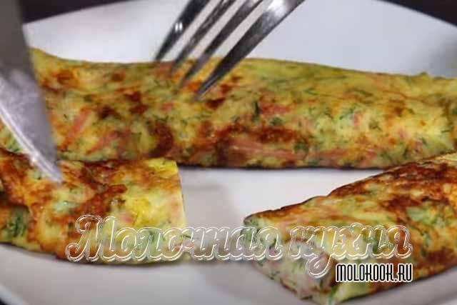 Блинчики из яиц, сосисок и сыра