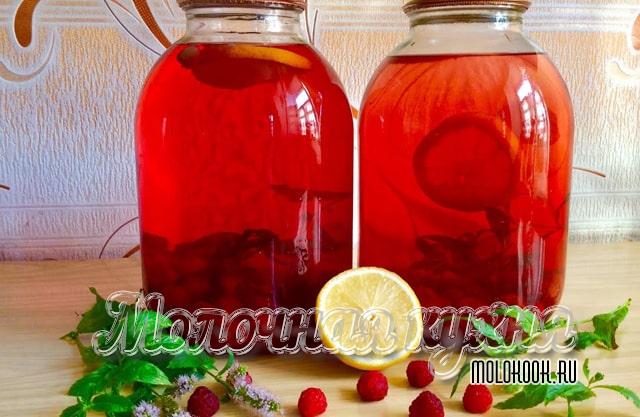 Компот «Мохито» из малины с лимоном и мятой
