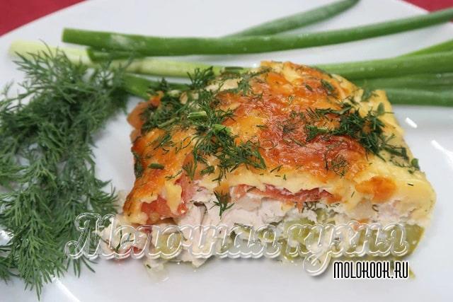 Кабачковая запеканка с курицей в духовке