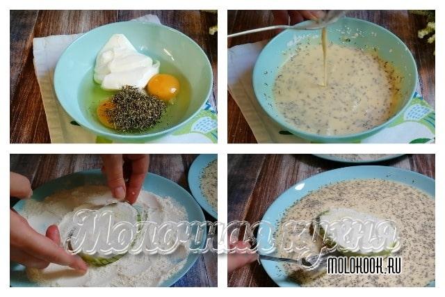 Приготовить кляр, обмакнуть в нем язычки