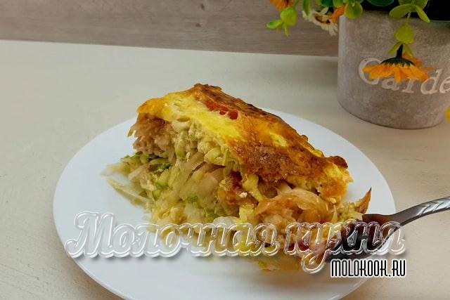 Кабачковая запеканка с фаршем, помидорами и сыром