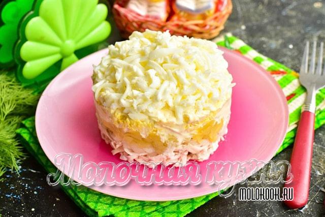 Вкусный салат «Облако» с курицей
