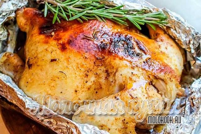 Запекание курицы в фольге
