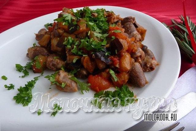 С баклажанами, кабачками и томатами