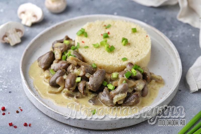 Куриные сердечки, приготовленные на сковороде